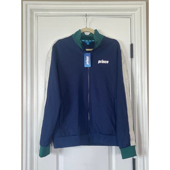 Prince Pickleball Track Jacket Mens Medium Navy Blue Pocket Full-Zip - Picture 1 of 5